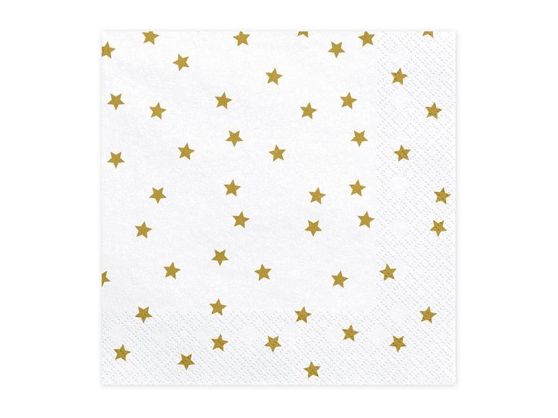 Servietten Sterne, gold, 33x33cm (1 VPE / 20 Stk.) - FeierGlanz